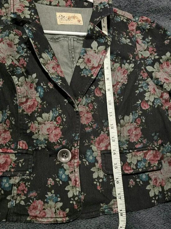 Free People Cropped Floral Blazer Jacket Size 6 Boho Romantic Cottagecore - Picture 5 of 14